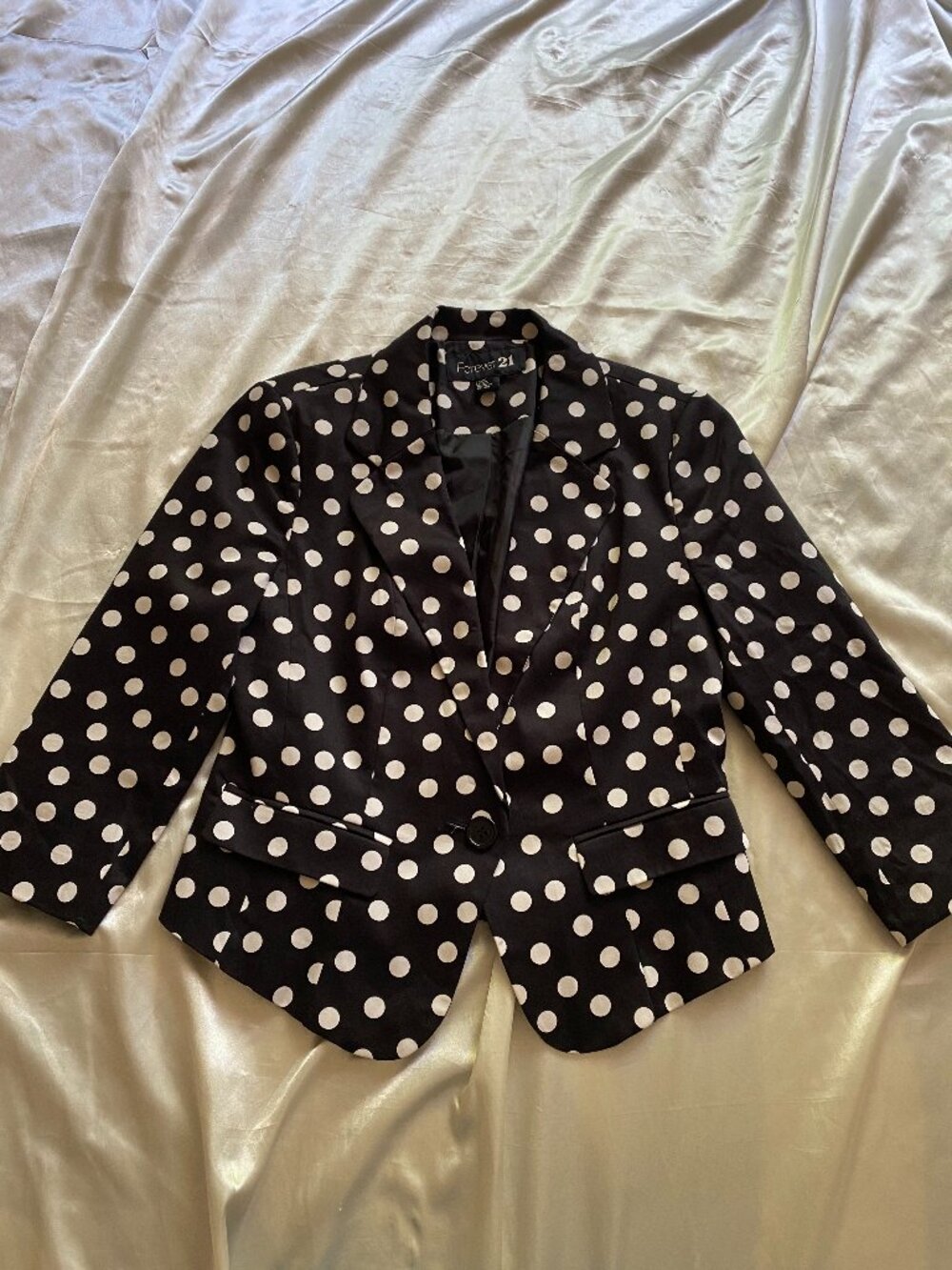 Vintage y2k Black White Polka Dot Cropped Blazer Pin Up Coquette Small